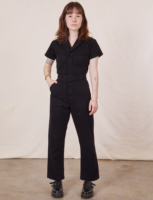 Petite Short Sleeve Jumpsuit - Basic Black