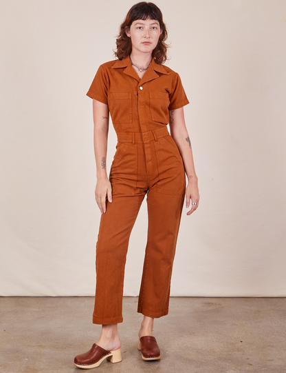 Short Sleeve Jumpsuit - Burnt Terracotta *FINAL SALE*