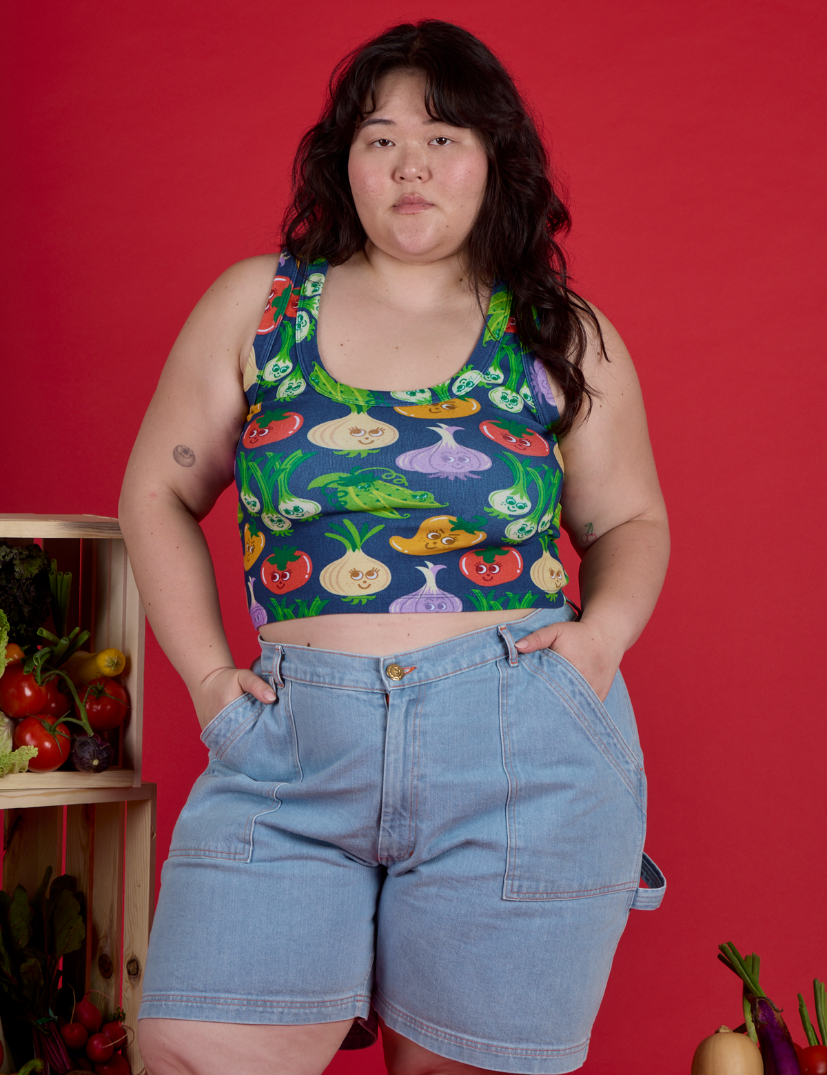 Cropped Tank - Veggie Village