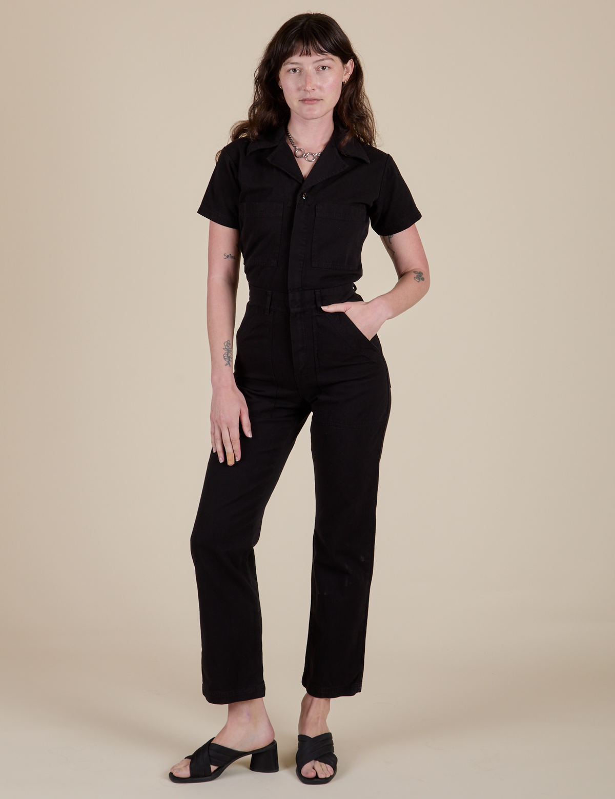 Short Sleeve Jumpsuit - Basic Black