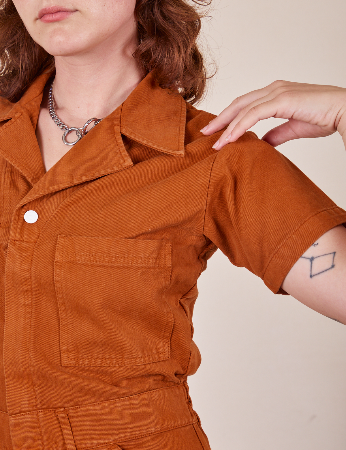 Short Sleeve Jumpsuit - Burnt Terracotta *FINAL SALE*