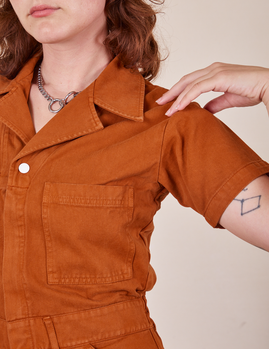 Short Sleeve Jumpsuit - Burnt Terracotta *FINAL SALE*