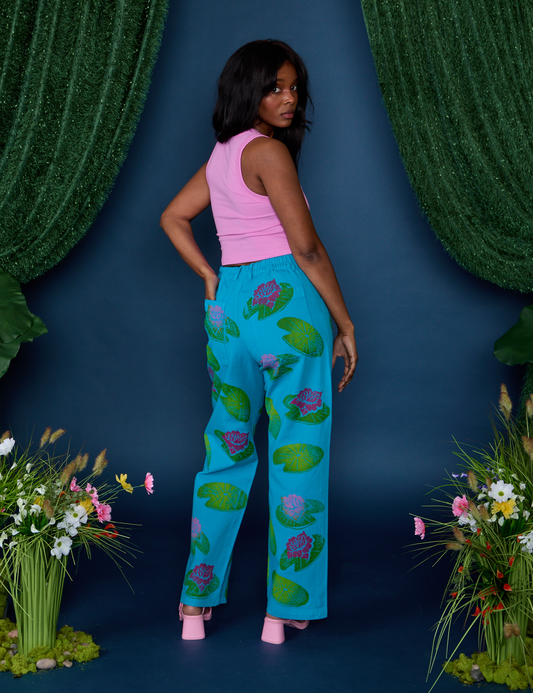 Paintstamped Work Pants - Lilypad *FINAL SALE*