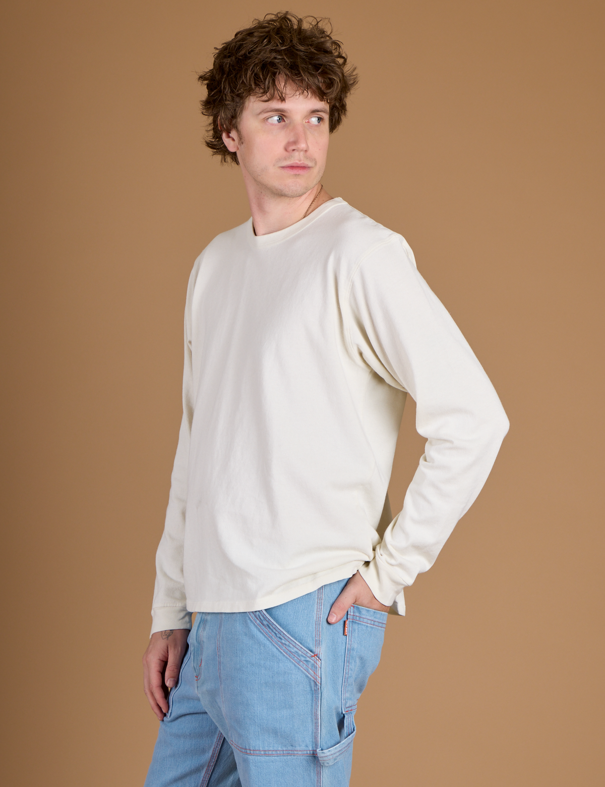Long Sleeve Burly Tee - Vintage Tee White